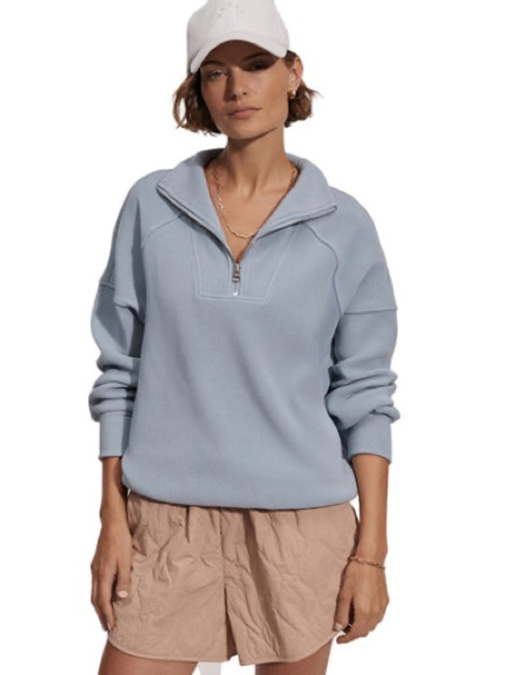 Varley Women’s Rhea Half Zip Sweatshirt Size X-Small Ashley Blue Ottoman Workout
